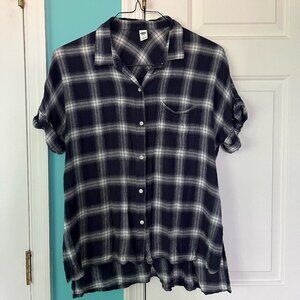 Old Navy Plaid Flannel Button Down Tee